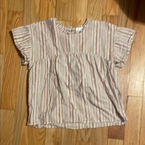 Eyeshadow Light Beige Ruffled Sleeve Top with Gathered Detail